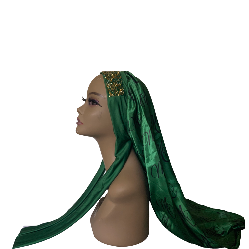 Unique Green blinged bonnet | It's The Best For Long Hair